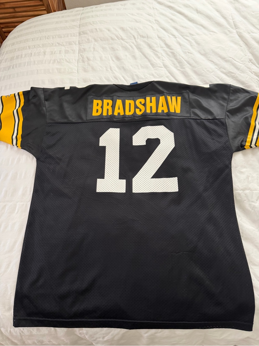 Vintage Pittsburgh Steelers Terry Bradshaw Football Jersey with White Number 12